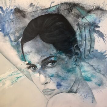 Painting titled "ACQUA VITAL" by Rose Soria, Original Artwork, Acrylic Mounted on Wood Stretcher frame