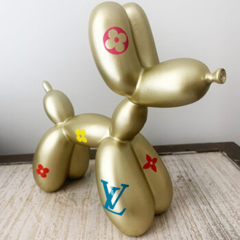 Sculpture titled "Koons Gold" by Rose, Original Artwork, Resin