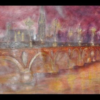 Картина под названием "Le pont de pierre d…" - Rosedingue, Подлинное произведение искусства