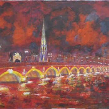 Pintura titulada "BORDEAUX Le pont de…" por Rosedingue, Obra de arte original