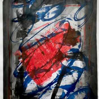 Pintura intitulada "Azul e Vermelho em…" por Roseli Franco, Obras de arte originais, Acrílico