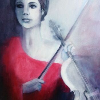 Peinture intitulée "La leçon de violon." par Roseline Chesserond, Œuvre d'art originale, Acrylique