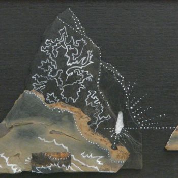 Collages intitulée "Le lagon" par Roseline Desbordes, Œuvre d'art originale, Collages