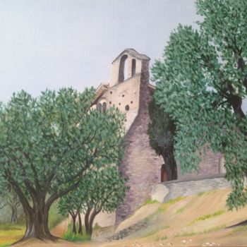 Schilderij getiteld "Chapelle Provençale…" door Roseline Pederencino Et Olivier Villella, Origineel Kunstwerk, Olie