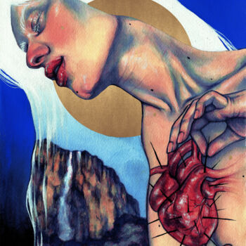 Ζωγραφική με τίτλο "Hasta la raíz" από Roselin Estephanía, Αυθεντικά έργα τέχνης, Ακουαρέλα