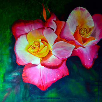 Painting titled "rosas" by Carlos Alberto Rosell Pla, Original Artwork, Oil