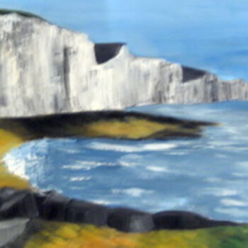 Картина под названием "Les falaises d'Ault…" - Roselyne Halluin, Подлинное произведение искусства
