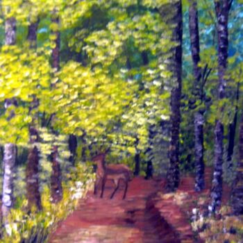 「La vie de la forêt」というタイトルの絵画 Roselyne Halluinによって, オリジナルのアートワーク