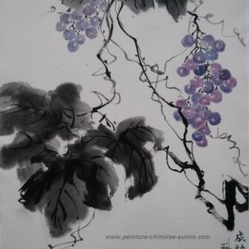 Картина под названием "les raisins mûrs" - Roselyne Pegeault, Подлинное произведение искусства