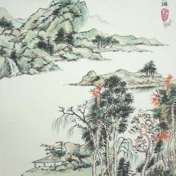 Pintura intitulada "Paysage de Wang Yua…" por Roselyne Pegeault, Obras de arte originais