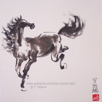 「cheval fougueux」というタイトルの絵画 Roselyne Pegeaultによって, オリジナルのアートワーク