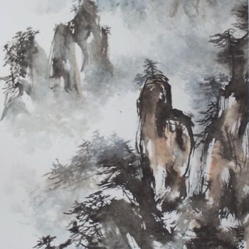 Painting titled "Mystérieuses Huangs…" by Roselyne Pegeault, Original Artwork