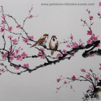 Peinture intitulée "Les oiseaux chanten…" par Roselyne Pegeault, Œuvre d'art originale, Aquarelle