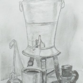 Painting titled "Nature Morte 2" by Roselyne Quinchon/Creff, Original Artwork, Pencil