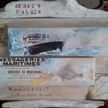 Malerei mit dem Titel "messageries maritim…" von Roselyne Rollant (Evarose), Original-Kunstwerk, Acryl