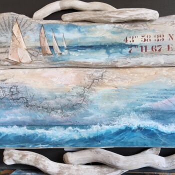 Peinture intitulée "Mémoire de mer 4" par Roselyne Rollant (Evarose), Œuvre d'art originale, Acrylique Monté sur Autre panne…