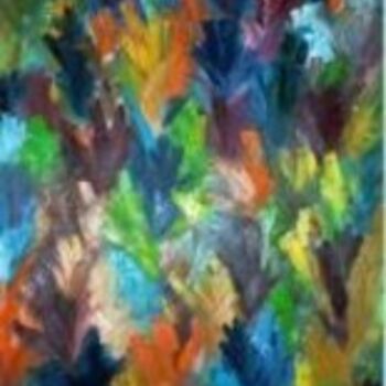 Malarstwo zatytułowany „Tropical Tree Trunks” autorstwa Rose Marie Colucci, Oryginalna praca, Olej