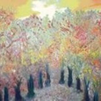 Painting titled "Autumn Trees" by Rose Marie Colucci, Original Artwork, Oil