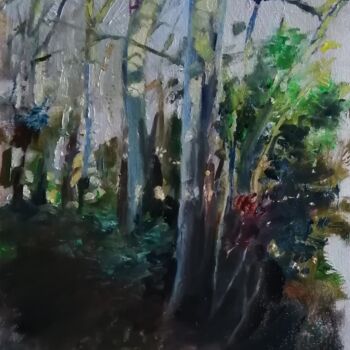 Painting titled "Woods" by Rosemary Burn, Original Artwork, Oil
