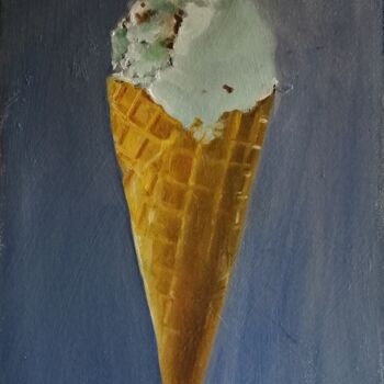 Painting titled "Mint choc chip" by Rosemary Burn, Original Artwork, Oil