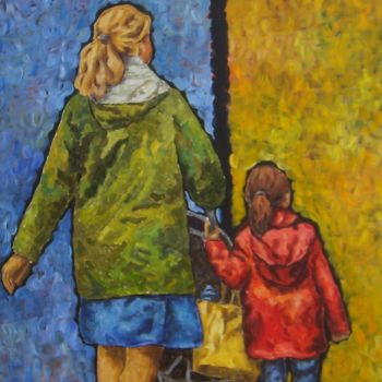 Pittura intitolato "Sur le boulevard" da Rosemary Piolais, Opera d'arte originale, Acrilico
