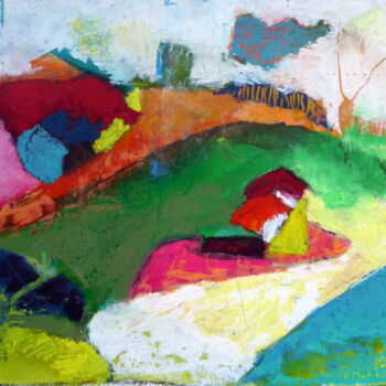 Malerei mit dem Titel "La Sagne 1" von Rosemay Dahan, Original-Kunstwerk, Pastell