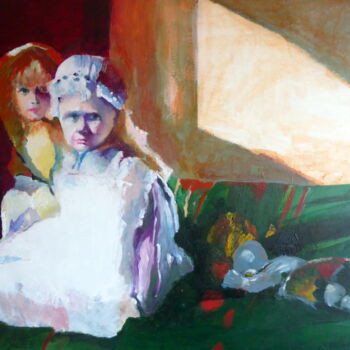 Painting titled ""Childhood 2" by Rosemay Dahan, Original Artwork, Acrylic