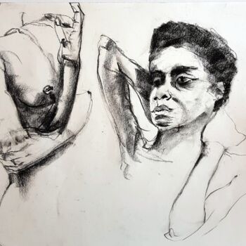 Desenho intitulada "2 Croquis" por Rosemay Dahan, Obras de arte originais, Carvão