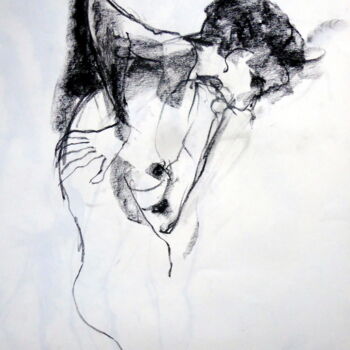 Рисунок под названием "Twiggy 5" - Rosemay Dahan, Подлинное произведение искусства, Древесный уголь