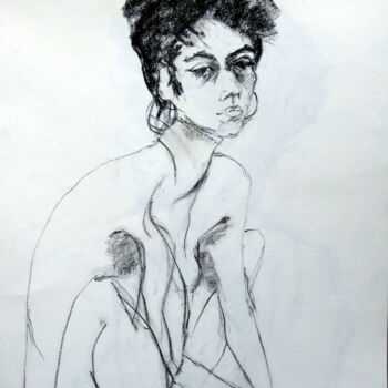 Dessin intitulée "Anne Q: body tangle" par Rosemay Dahan, Œuvre d'art originale, Fusain