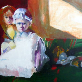 Картина под названием "Childhood 1" - Rosemay Dahan, Подлинное произведение искусства, Акрил Установлен на Деревянная рама д…