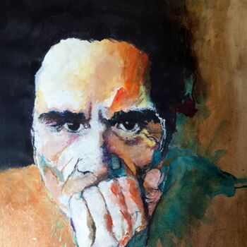 Peinture intitulée "Pier Paolo Pasolini" par Rosemay Dahan, Œuvre d'art originale, Encre