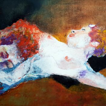 Painting titled "Asleep" by Rosemay Dahan, Original Artwork, Pastel