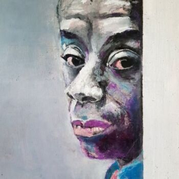 Painting titled "James Baldwin 3" by Rosemay Dahan, Original Artwork, Acrylic
