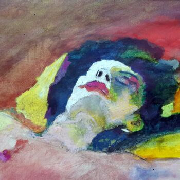 Malerei mit dem Titel "Mitigated sleep" von Rosemay Dahan, Original-Kunstwerk, Pastell