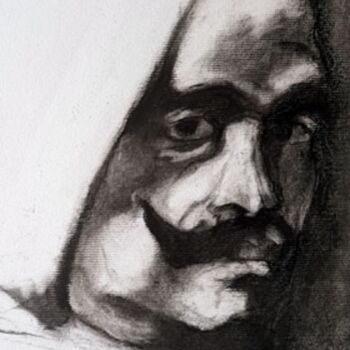 Drawing titled "Diego Vélasquez" by Rosemay Dahan, Original Artwork, Charcoal