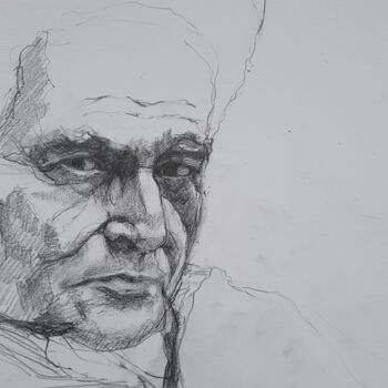 Peinture intitulée "Jacques Derrida" par Rosemay Dahan, Œuvre d'art originale, Crayon