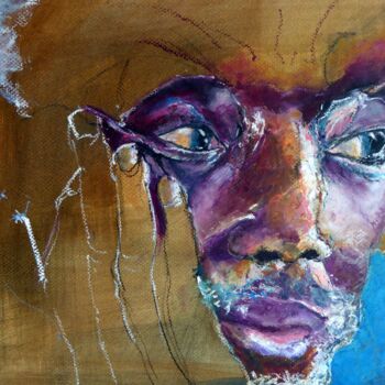 Painting titled "Ousmane Sow" by Rosemay Dahan, Original Artwork, Pastel