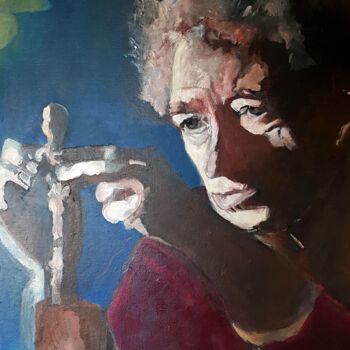 Malerei mit dem Titel "Alberto Giacometti" von Rosemay Dahan, Original-Kunstwerk, Acryl