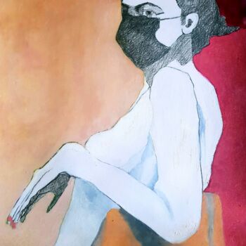 Картина под названием "THE MASKOT 1 (final…" - Rosemay Dahan, Подлинное произведение искусства, Пастель