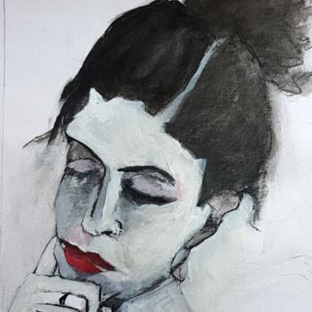 Peinture intitulée "Portrait of a woman…" par Rosemay Dahan, Œuvre d'art originale, Acrylique