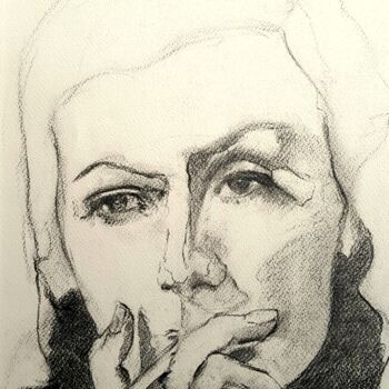 Drawing titled "A Garbo touch" by Rosemay Dahan, Original Artwork, Graphite