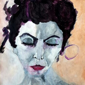 Painting titled "Portrait of a woman…" by Rosemay Dahan, Original Artwork, Acrylic