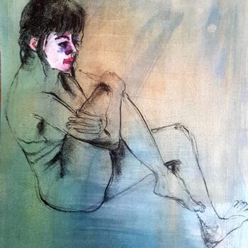 Рисунок под названием "Modèle vivant" - Rosemay Dahan, Подлинное произведение искусства, Древесный уголь
