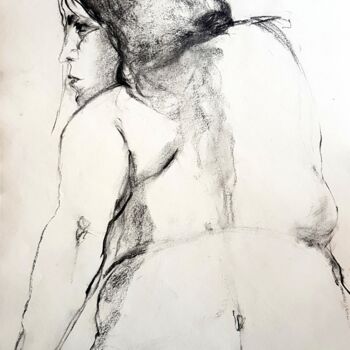 Рисунок под названием "Marie-Laure" - Rosemay Dahan, Подлинное произведение искусства, Древесный уголь
