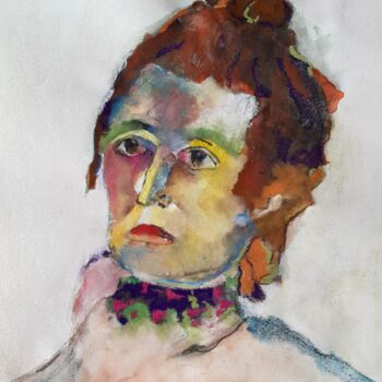 Картина под названием "Isabelle's collar 2" - Rosemay Dahan, Подлинное произведение искусства, Пастель