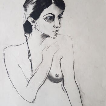 Drawing titled "Anna Q.  (pierre no…" by Rosemay Dahan, Original Artwork, Charcoal