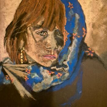 Painting titled "The gypsy" by Rosemay Dahan, Original Artwork, Charcoal