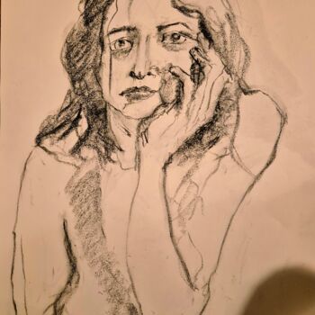 Drawing titled "Yaëlle in March." by Rosemay Dahan, Original Artwork, Charcoal