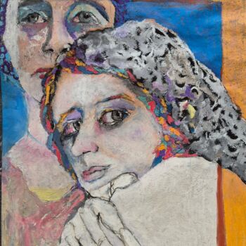 Schilderij getiteld "mother and daughter" door Rosemay Dahan, Origineel Kunstwerk, Pastel
